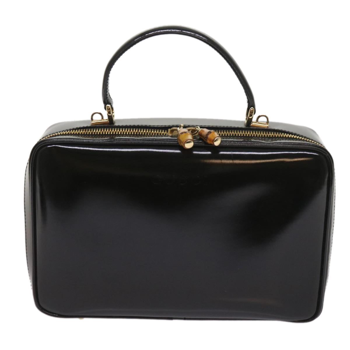 GUCCI Bamboo Hand Bag Patent leather 2way Black 000 2122  65052