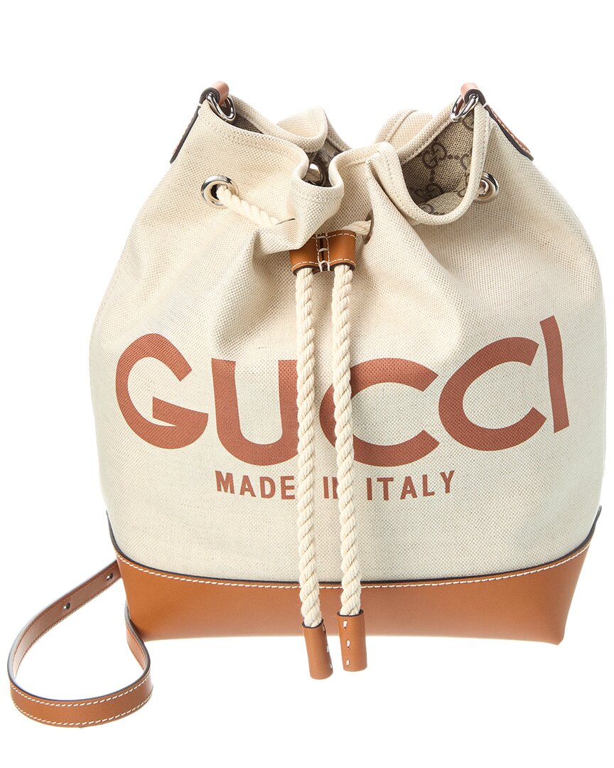 Luxury Gucci Trending 2025 Small Canvas & Leather Bucket Bag