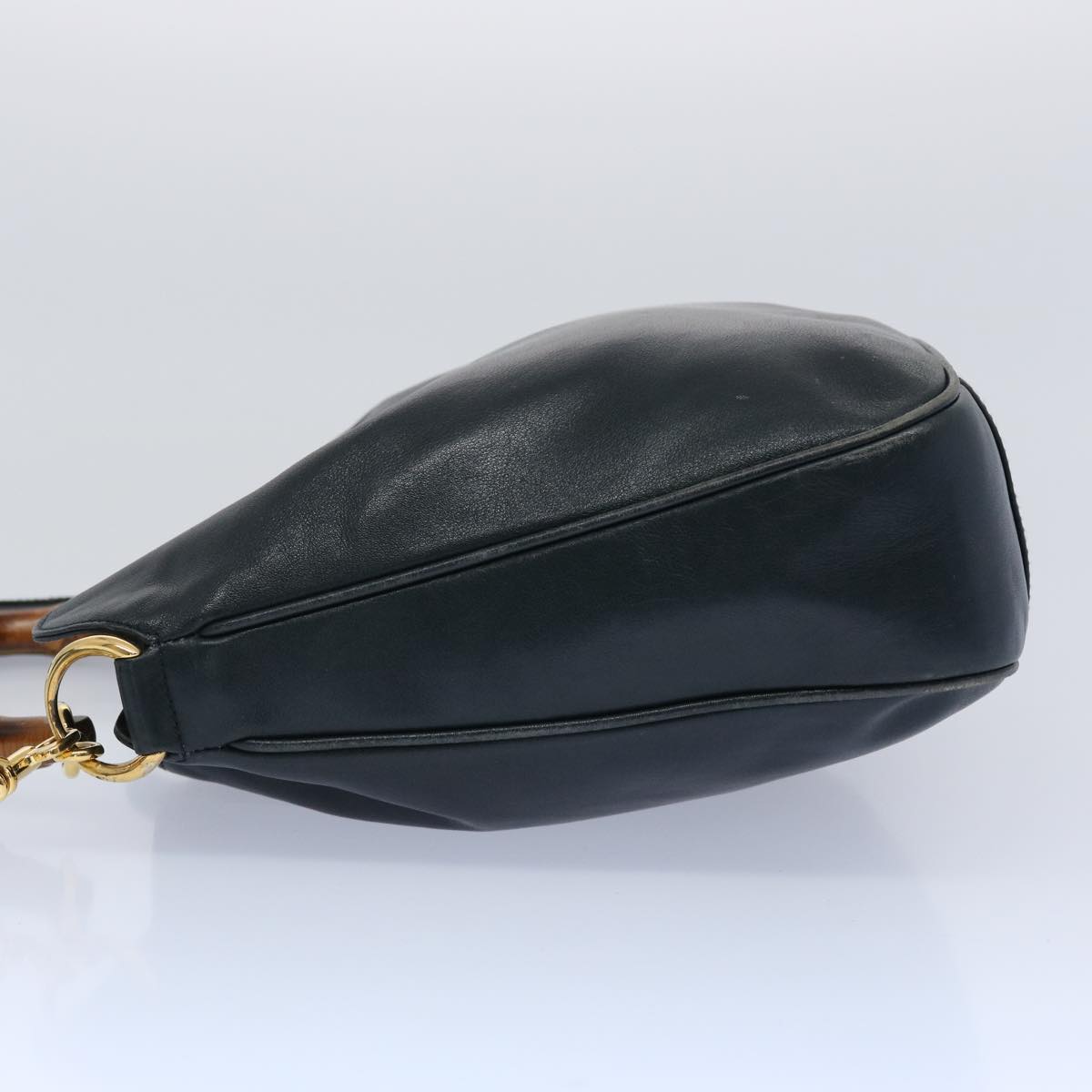 GUCCI Bamboo Hand Bag Leather 2way Black 001 2113 1638  65100