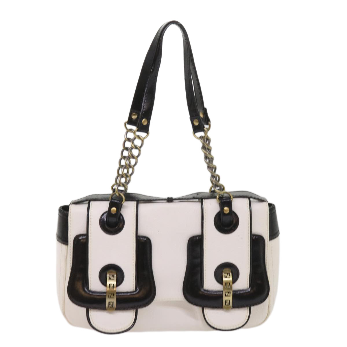 Luxury FendiHand Bag Leather Black White65124