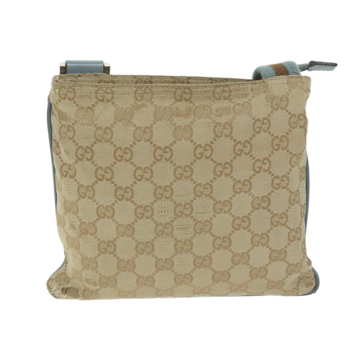 GUCCI GG Canvas Sherry Line Shoulder Bag Beige Light Blue 146309  65167