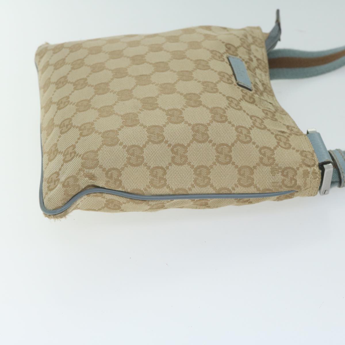 GUCCI GG Canvas Sherry Line Shoulder Bag Beige Light Blue 146309  65167