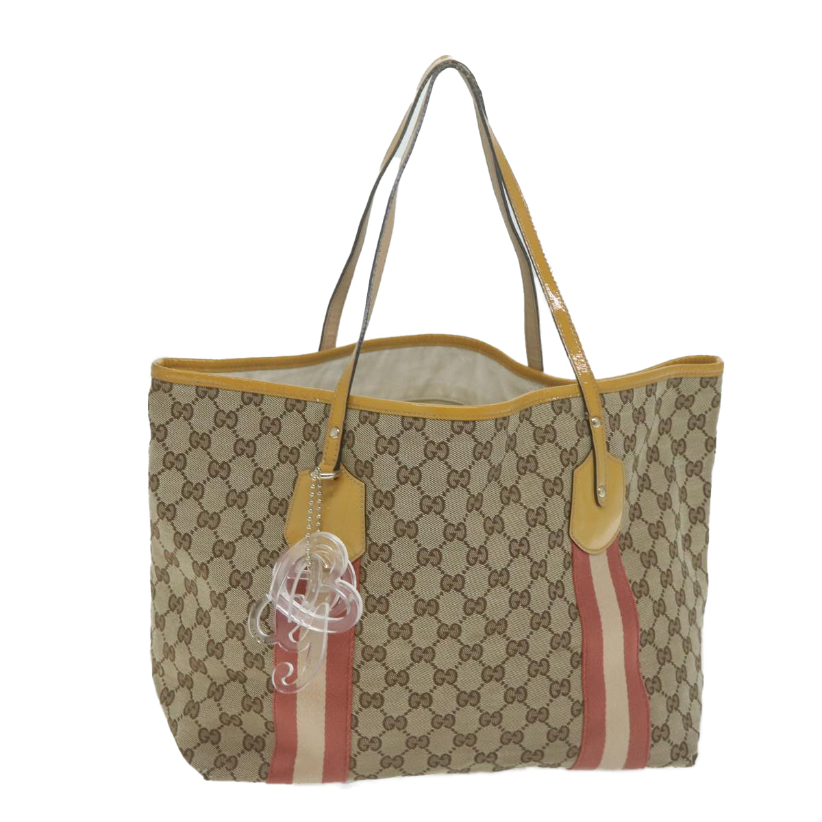 GUCCI GG Canvas Sherry Line Tote Bag Beige Red 211970  65171