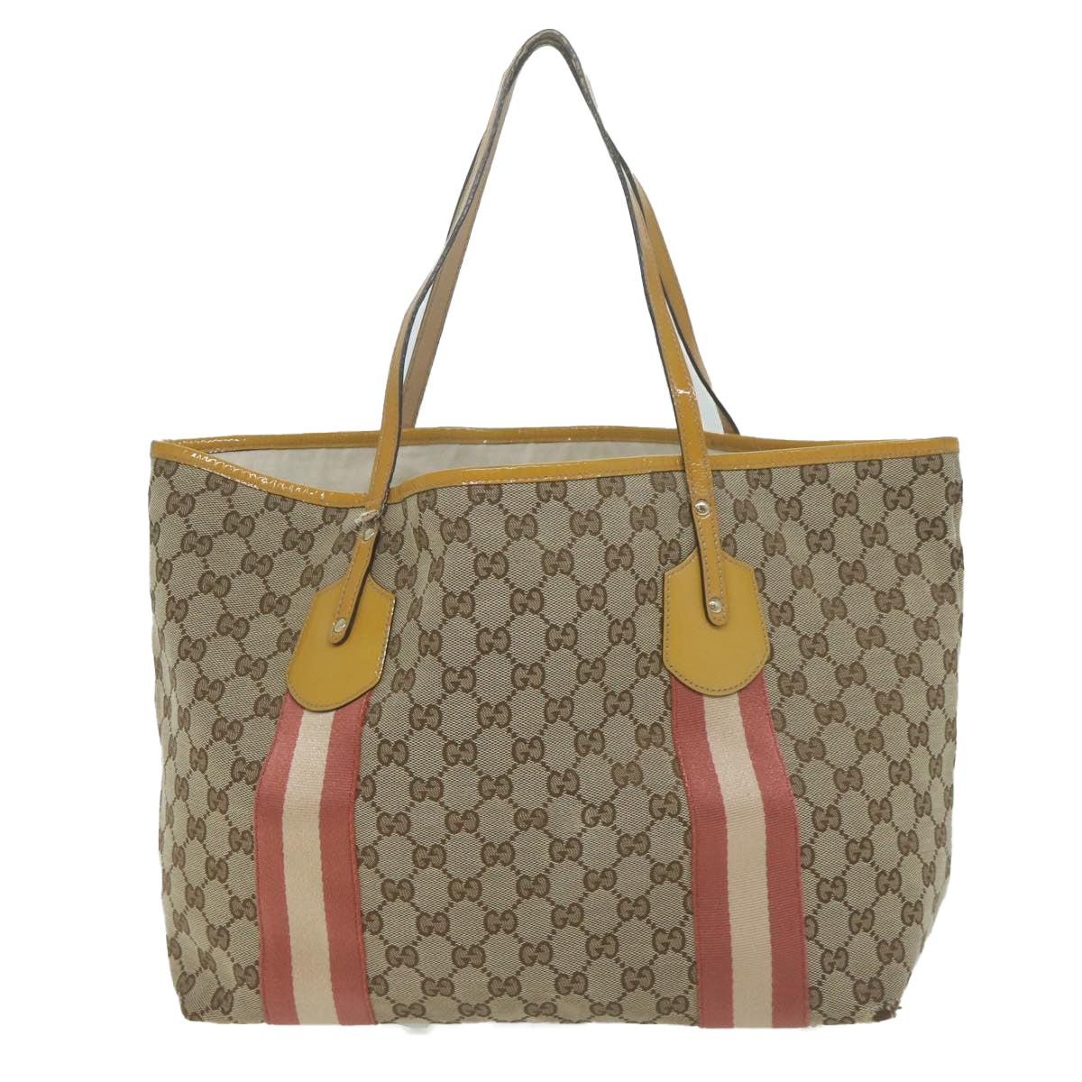 GUCCI GG Canvas Sherry Line Tote Bag Beige Red 211970  65171