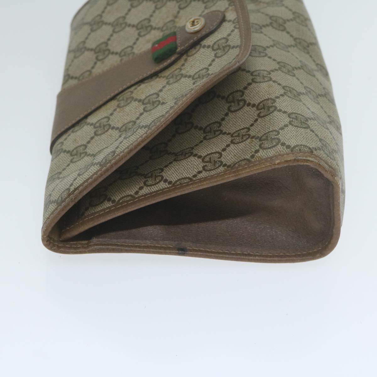 GUCCI GG Supreme Web Sherry Line Clutch Bag PVC Beige 89 01 030  65174