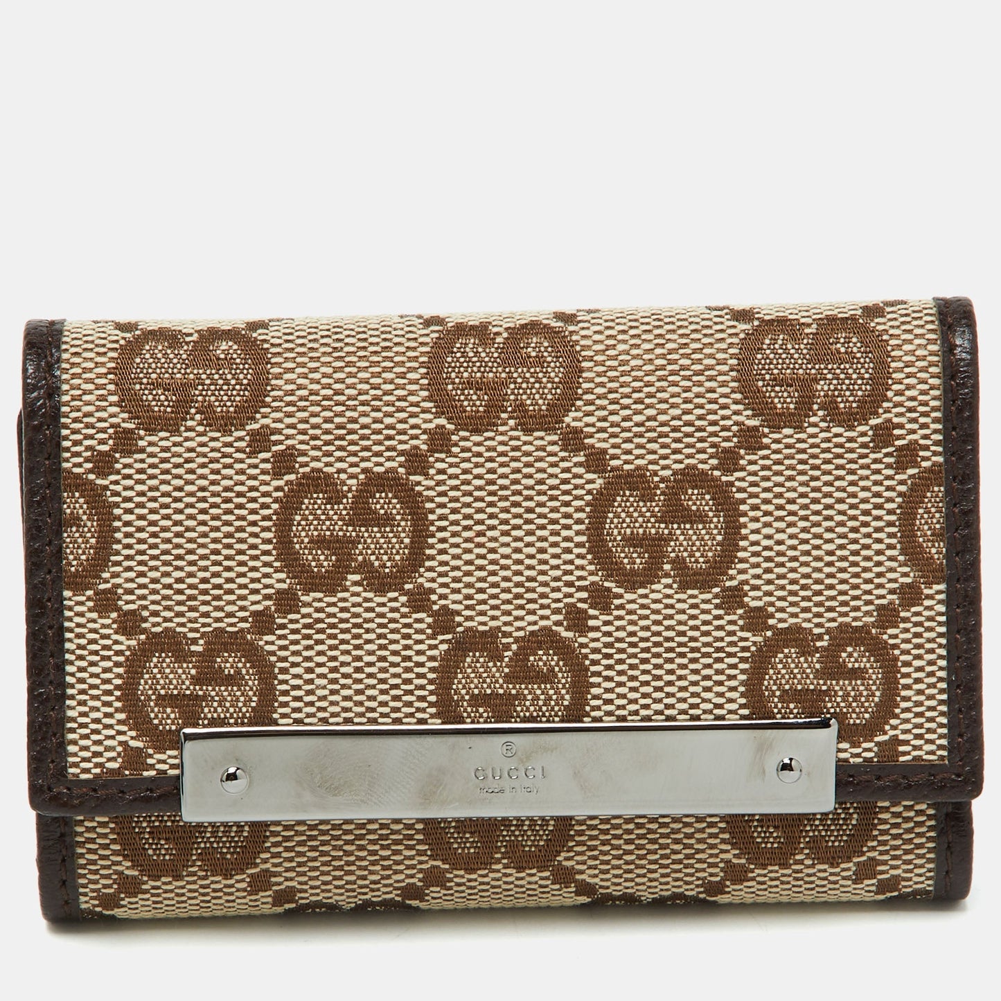 Luxury Gucci Trending 2025 Beige/Brown GG Canvas and Leather Bow 6 Key Holder