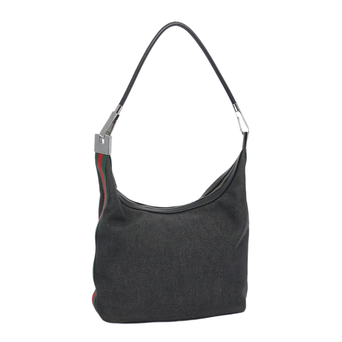 GUCCI Web Sherry Line Shoulder Bag Canvas Black Red Green 01234  65291