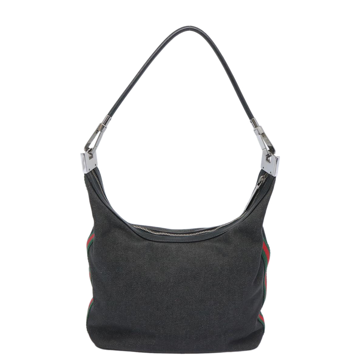 GUCCI Web Sherry Line Shoulder Bag Canvas Black Red Green 01234  65291