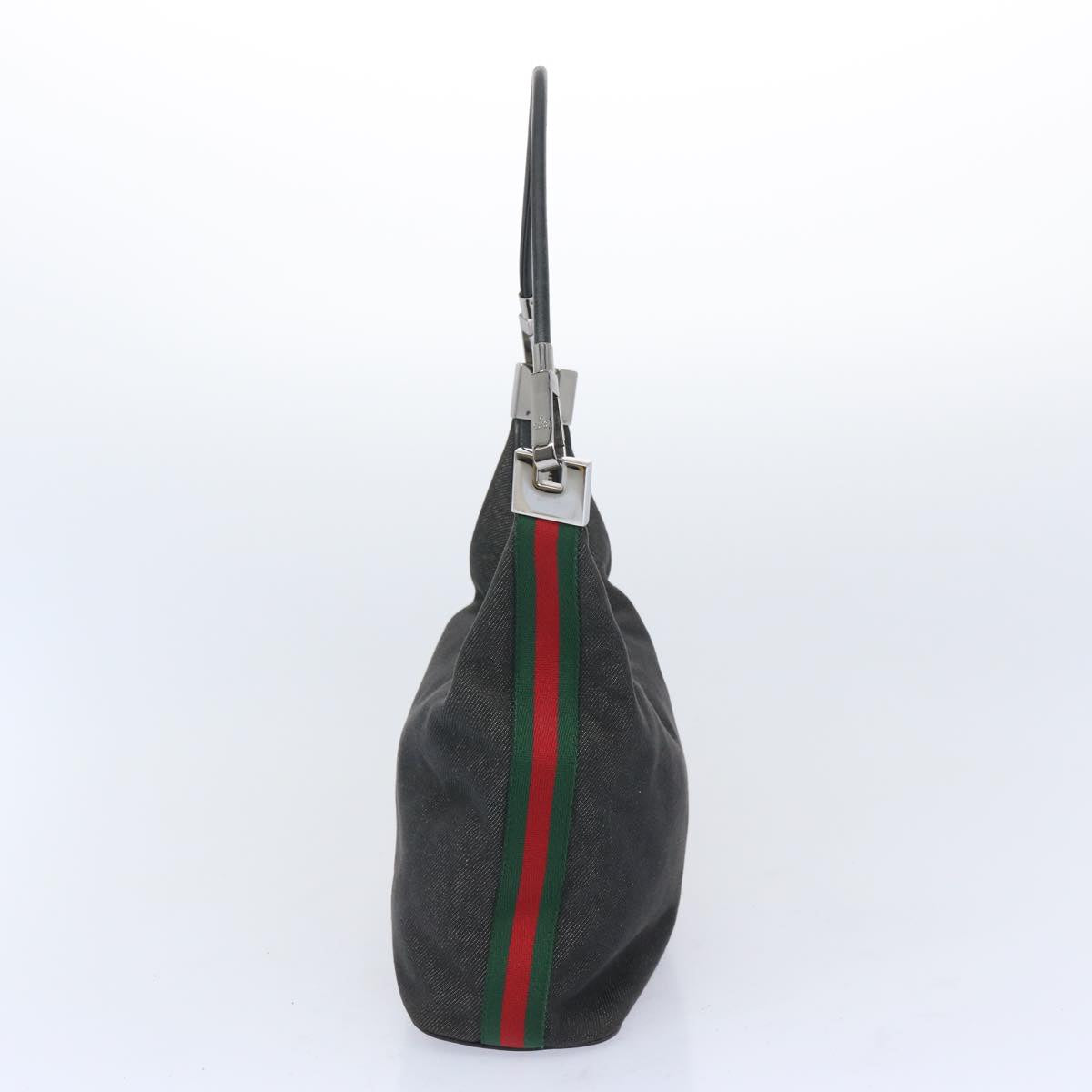 GUCCI Web Sherry Line Shoulder Bag Canvas Black Red Green 01234  65291