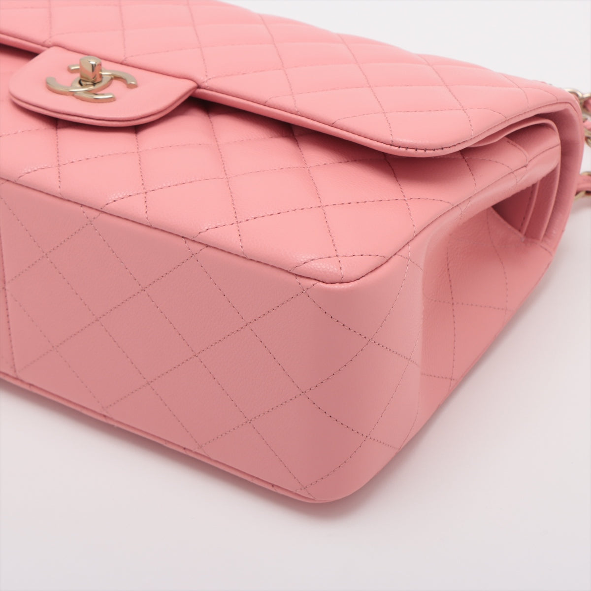 CHANEL DECAMATRASE 30  Caviar S Single Flap Double Chain Bag Pink G  A58600