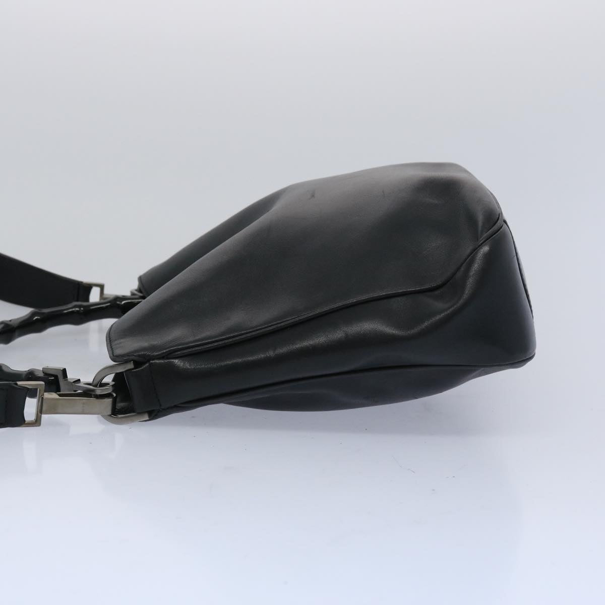 GUCCI Bamboo Hand Bag Leather 2way Black 001 1638  65305