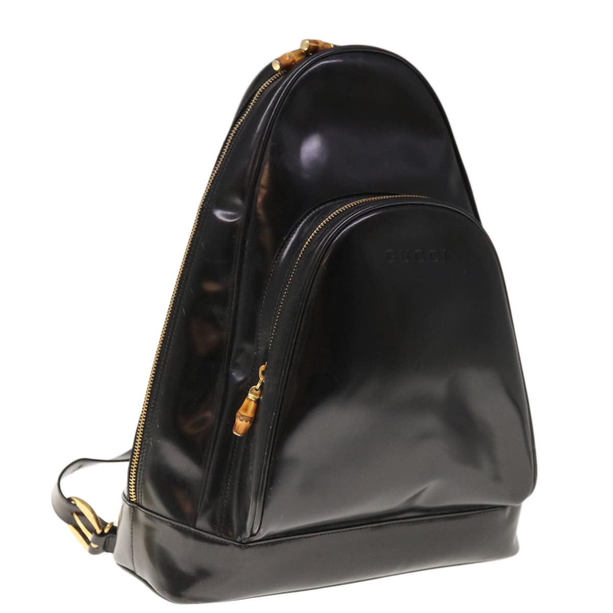 GUCCI Bamboo Backpack Enamel Black 003 3444 0027  65306