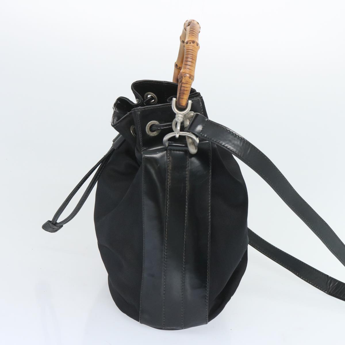 GUCCI Bamboo Shoulder Bag Nylon 2way Black  65386