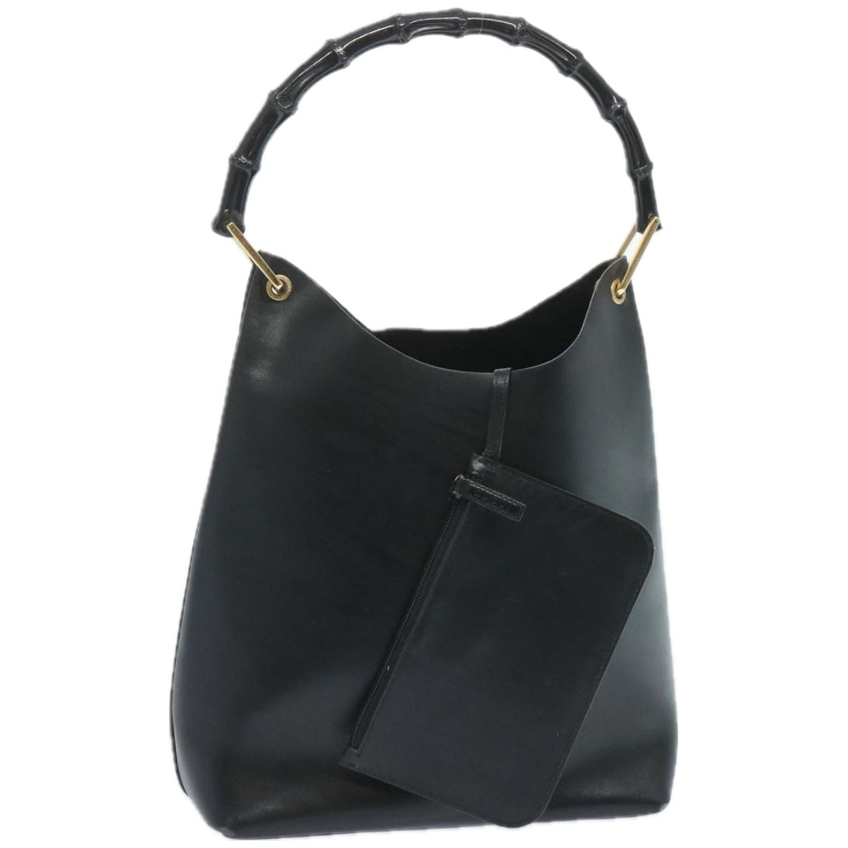 GUCCI Bamboo Shoulder Bag Leather Black  65387