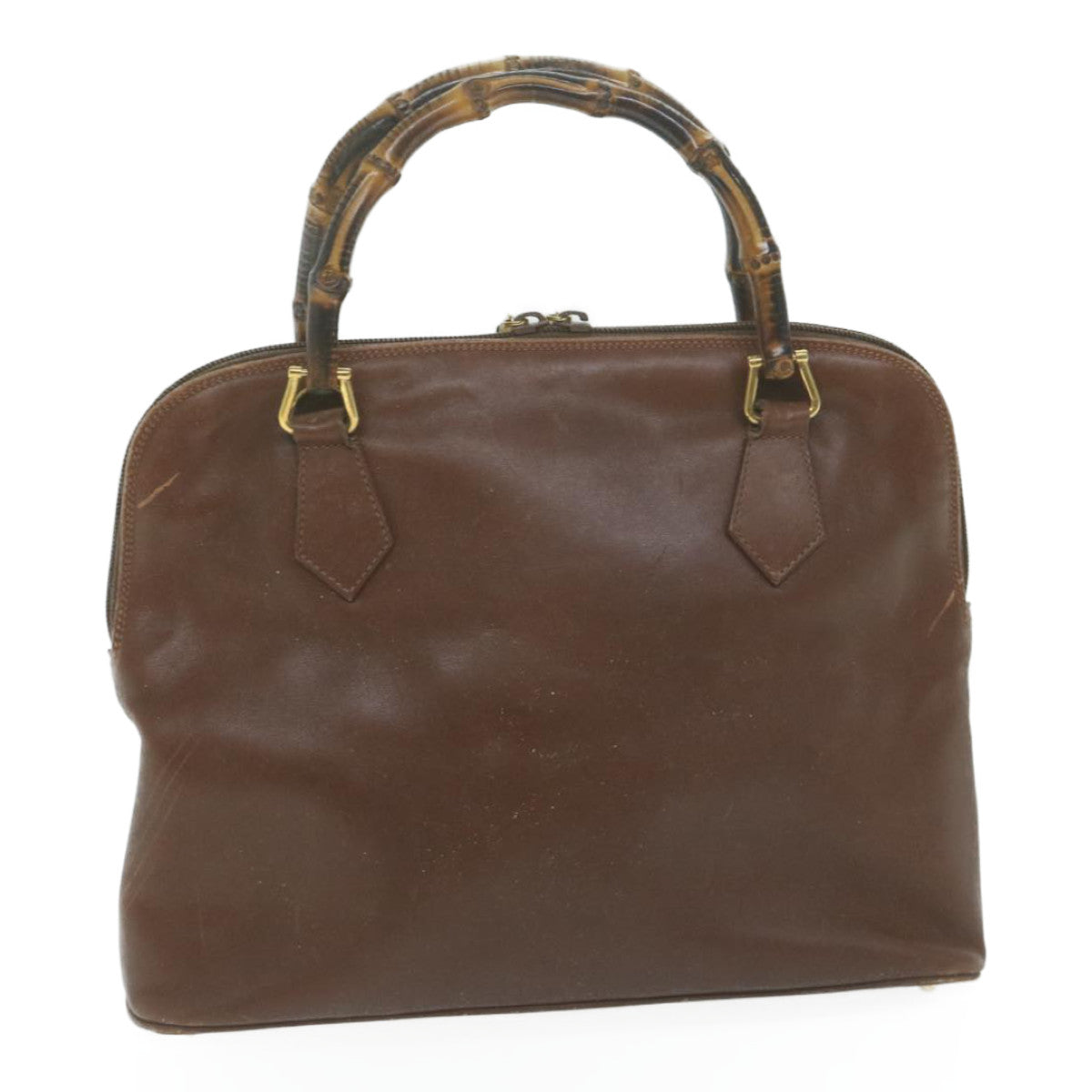 GUCCI Bamboo Hand Bag Leather 2way Brown  65430