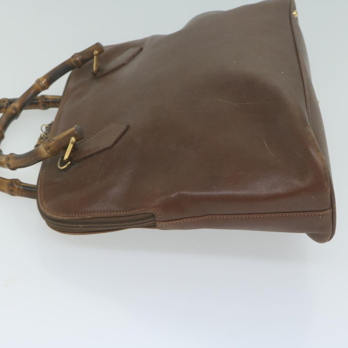 GUCCI Bamboo Hand Bag Leather 2way Brown  65430