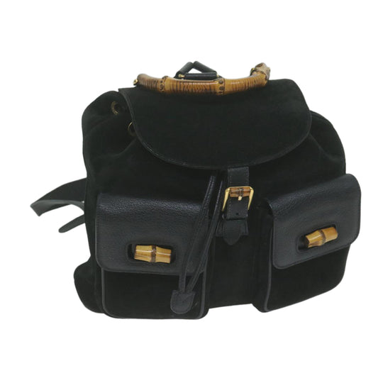 GUCCI Bamboo Backpack Suede Black 003 2058 0016  65431