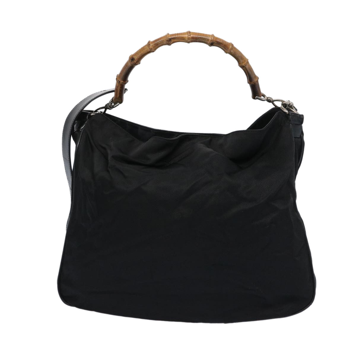 GUCCI Bamboo Shoulder Bag Nylon 2way Black 001 1705 1577  65440