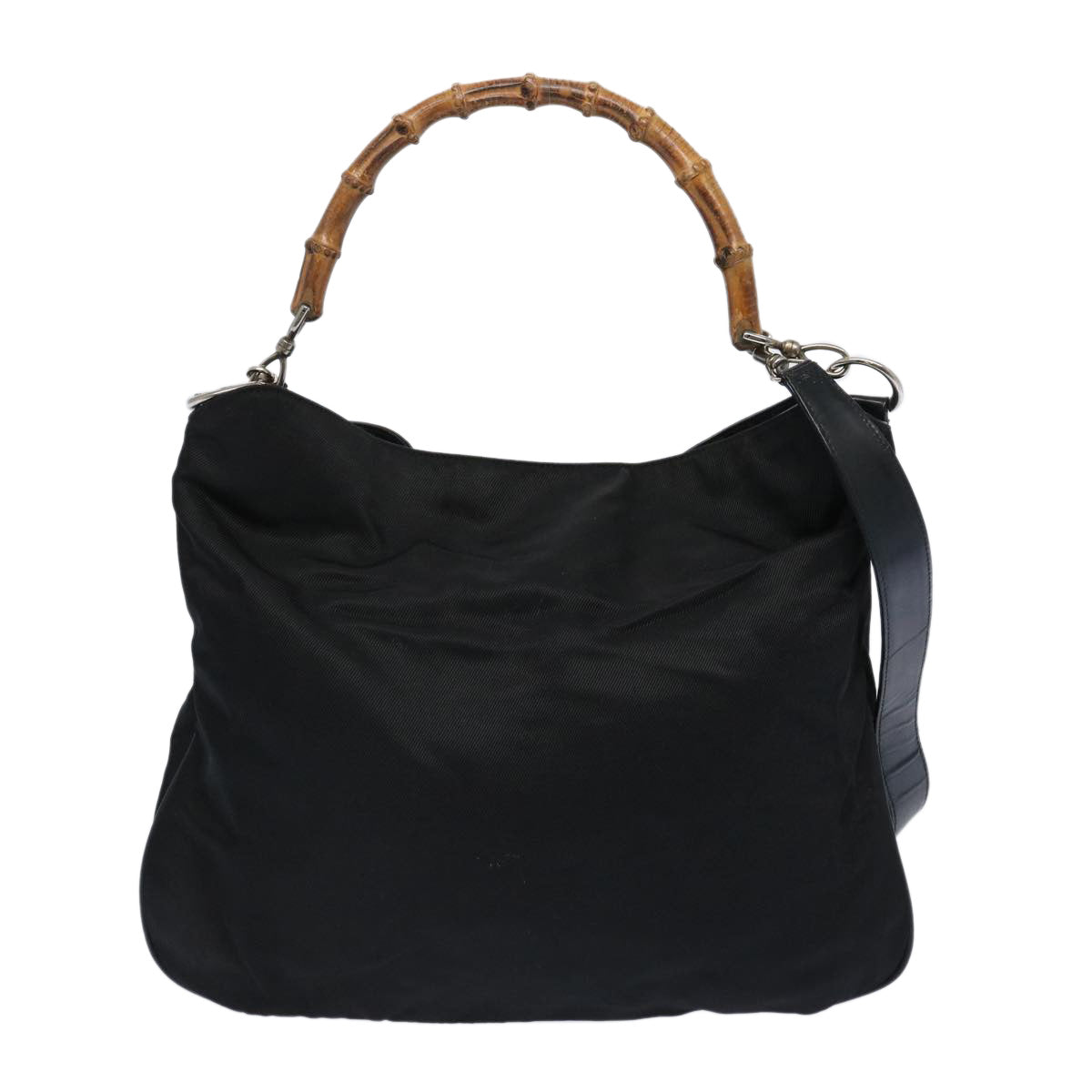 GUCCI Bamboo Shoulder Bag Nylon 2way Black 001 1705 1577  65440