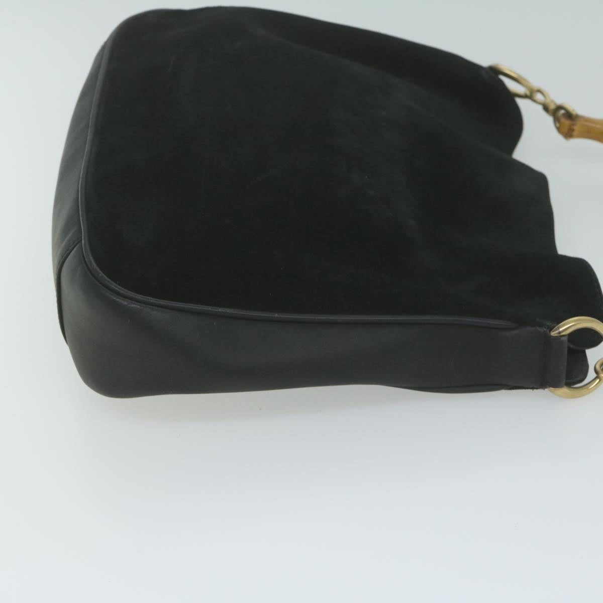 GUCCI Bamboo Shoulder Bag Suede 2way Black  65563
