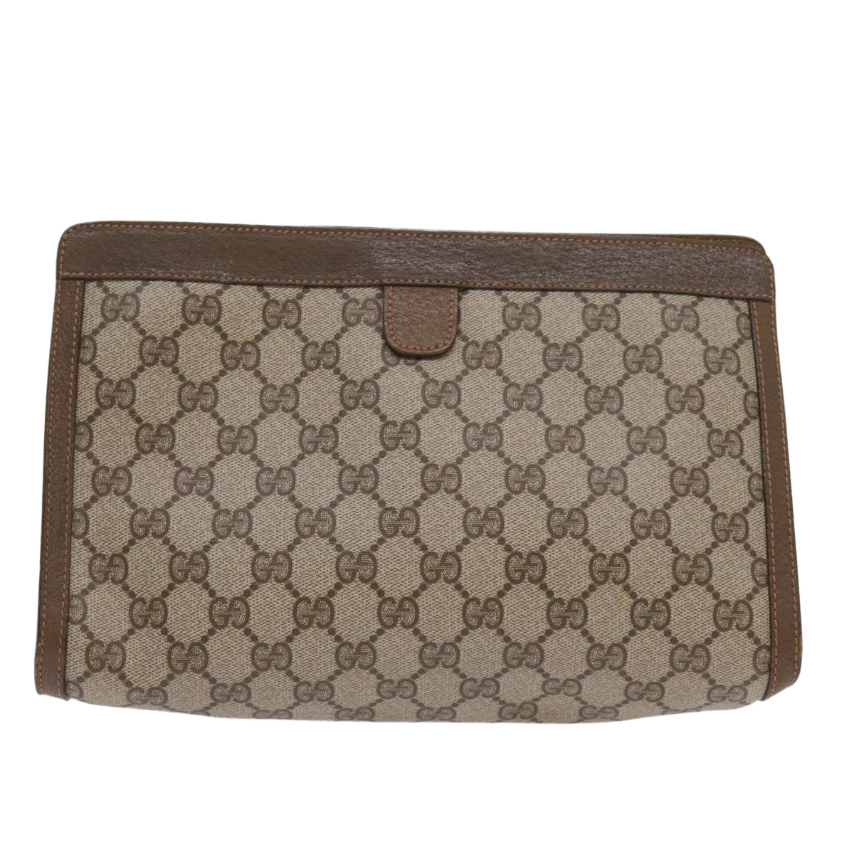 GUCCI GG Canvas Web Sherry Line Clutch Bag PVC Beige Green Red  65580