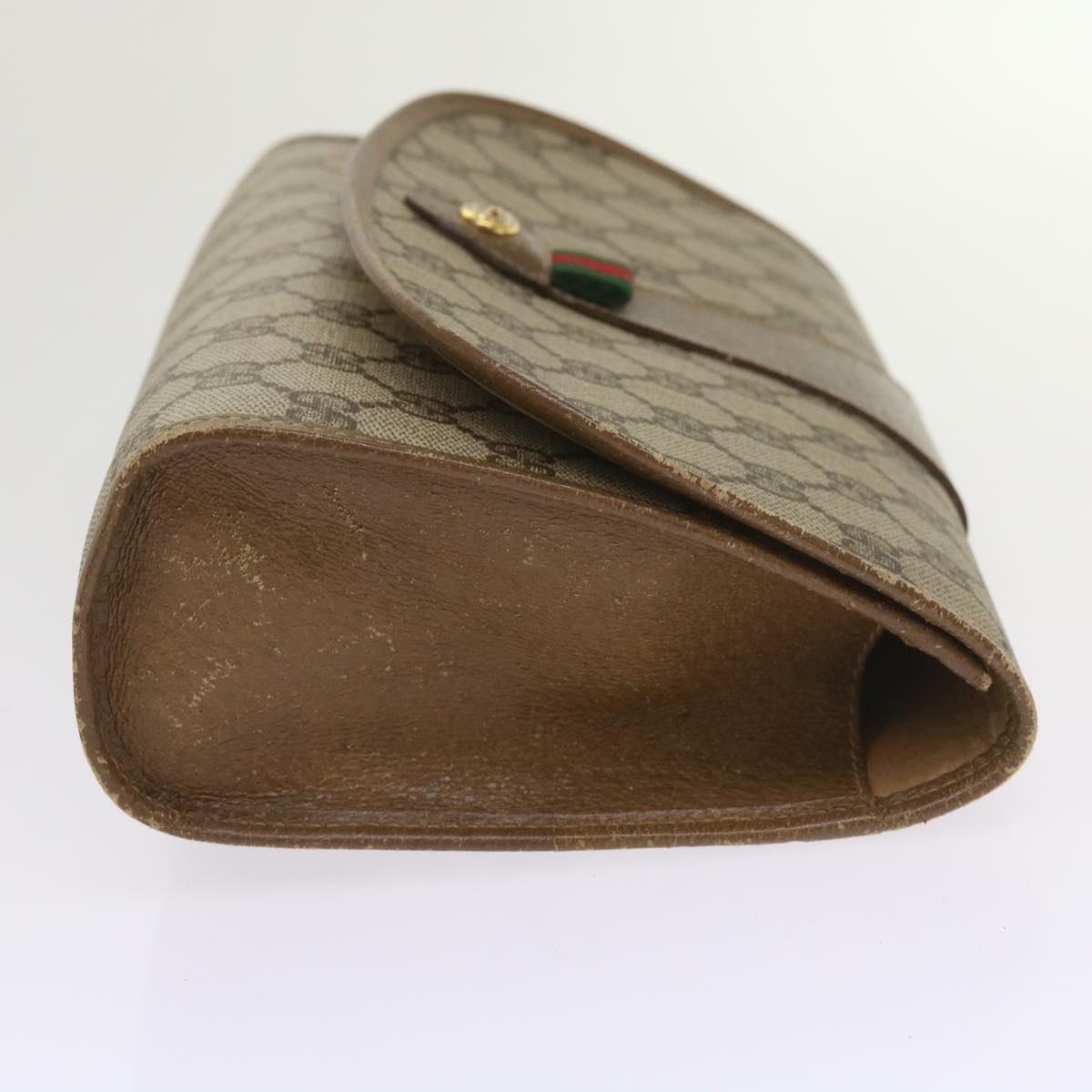 GUCCI GG Canvas Web Sherry Line Clutch Bag PVC Beige Green Red  65592
