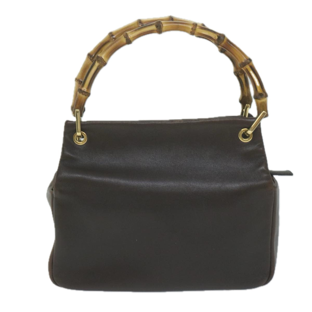 GUCCI Bamboo Hand Bag Leather Brown  65594