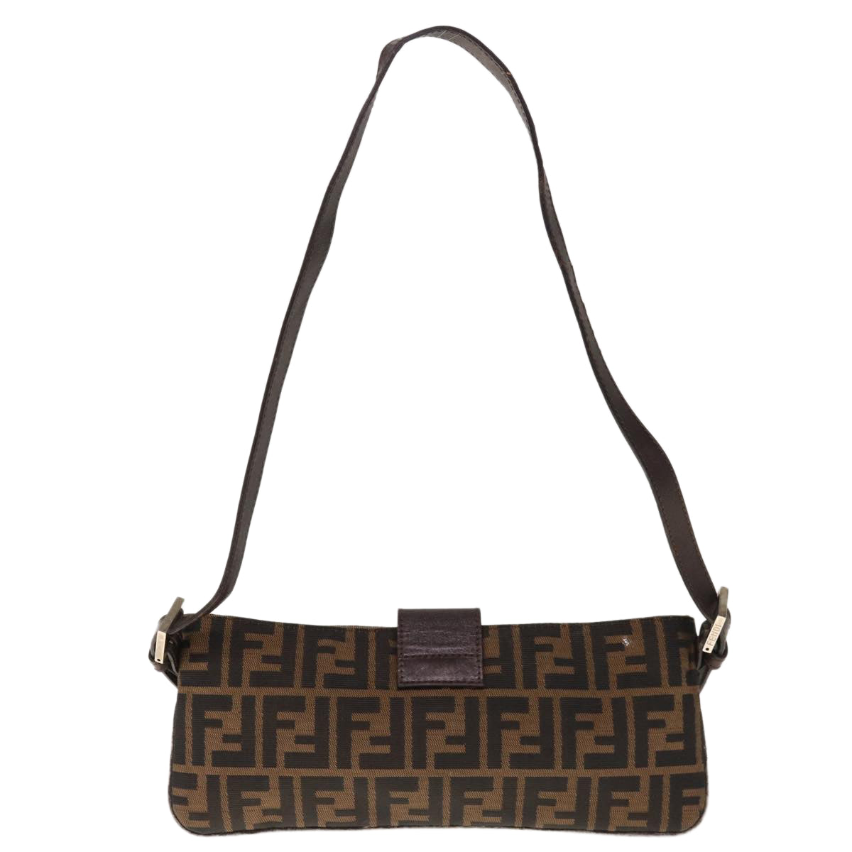 Luxury FendiZucca Canvas Mamma Baguette Shoulder Bag Brown Black65651