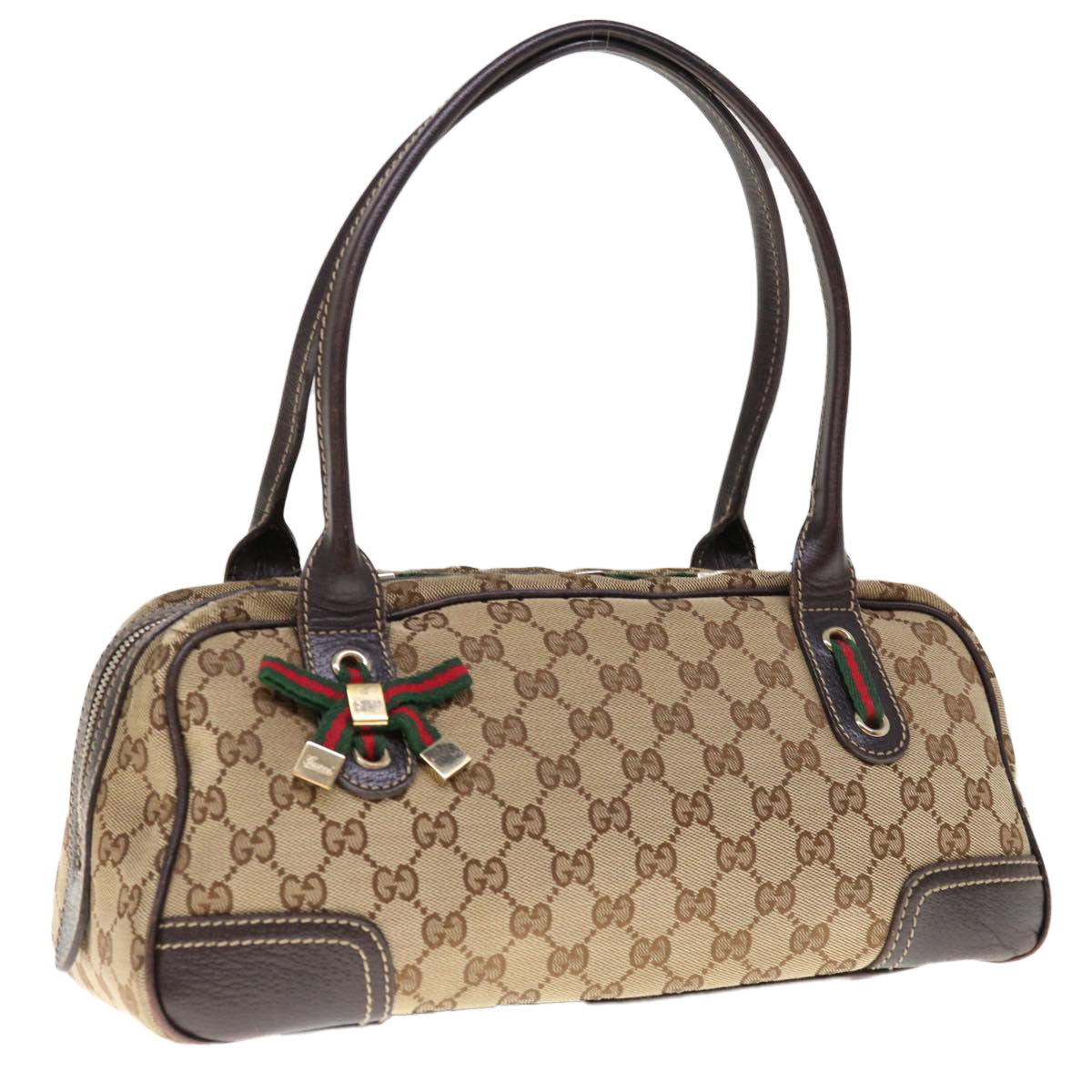GUCCI GG Canvas Web Sherry Line Hand Bag Beige Red Green 161720  65654
