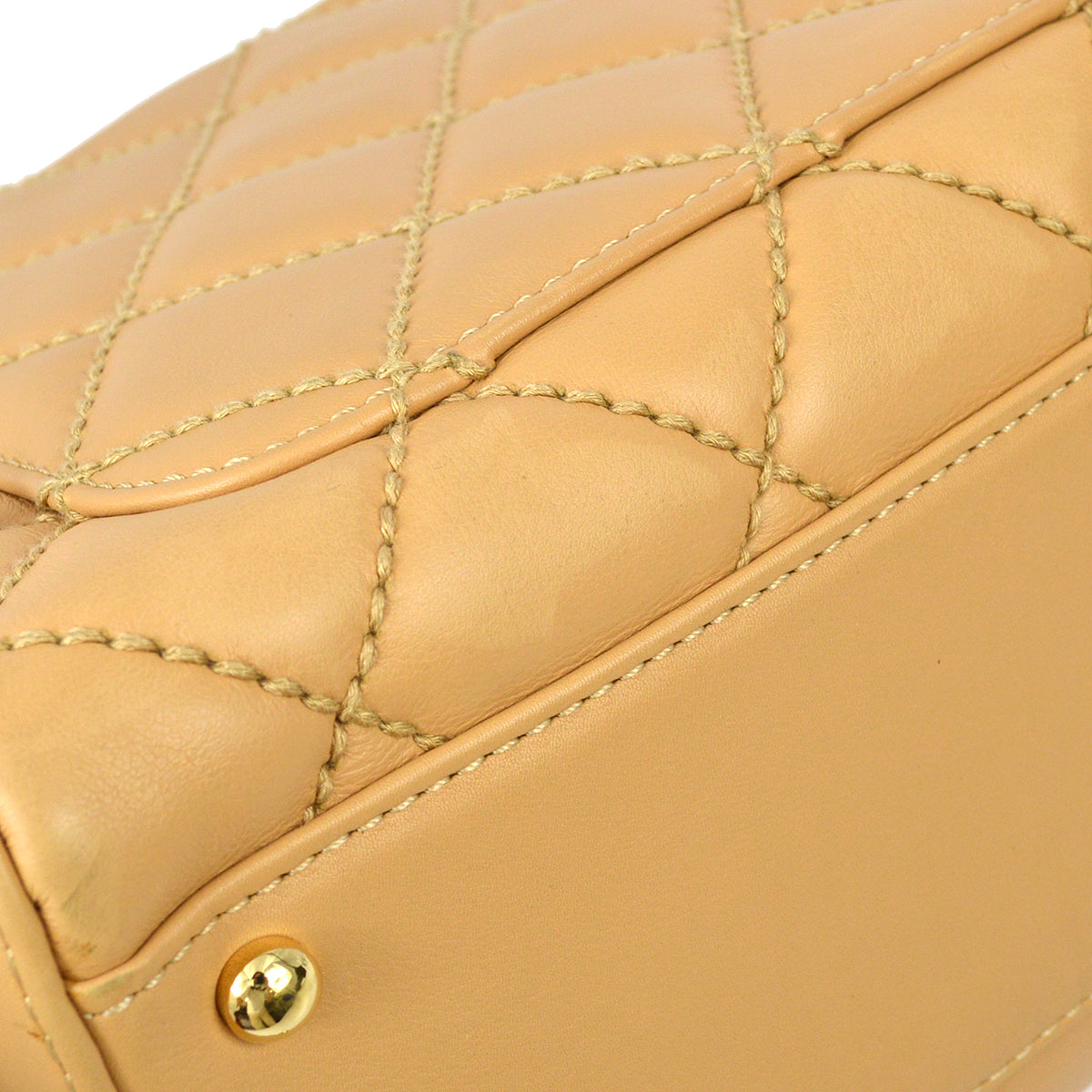 Luxury Chanel 2001-2003 Beige Calfskin Wild Stitch Tote 33