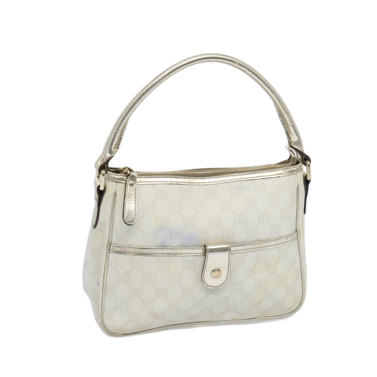 GUCCI GG Supreme Hand Bag PVC Leather White 190258  65708