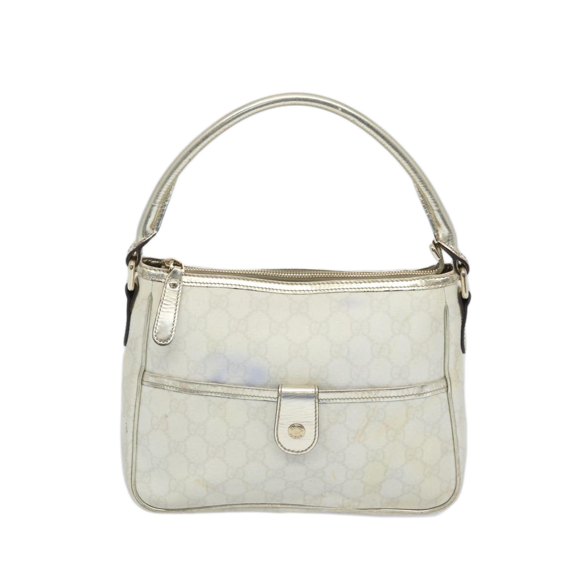 GUCCI GG Supreme Hand Bag PVC Leather White 190258  65708