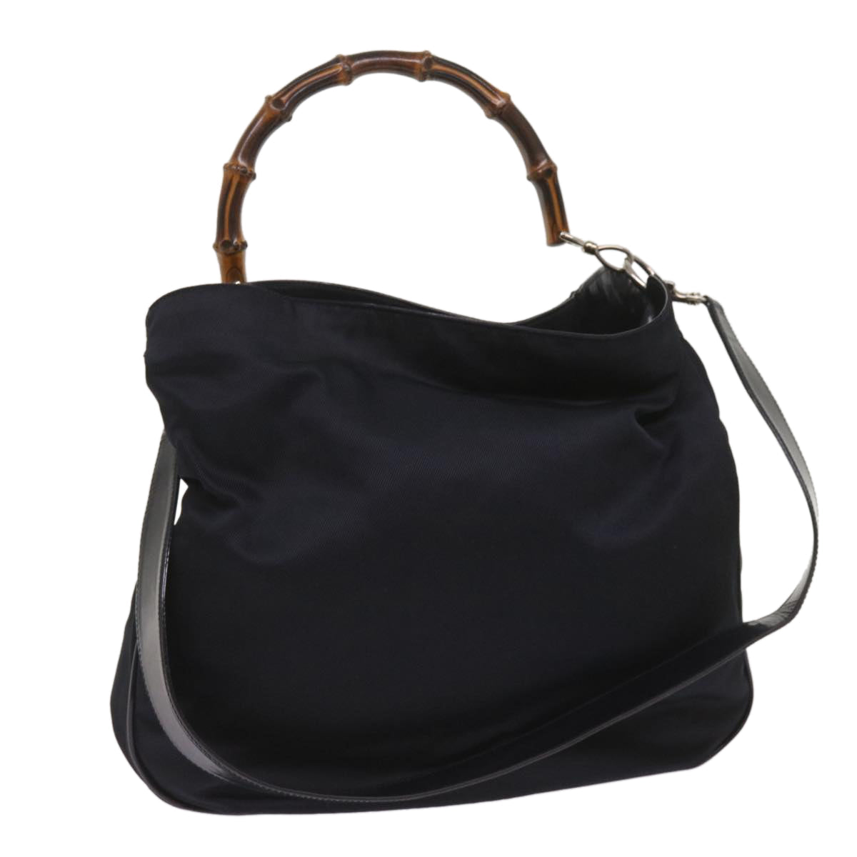 GUCCI Bamboo Shoulder Bag Nylon 2way Black 001 2113 1577  65717