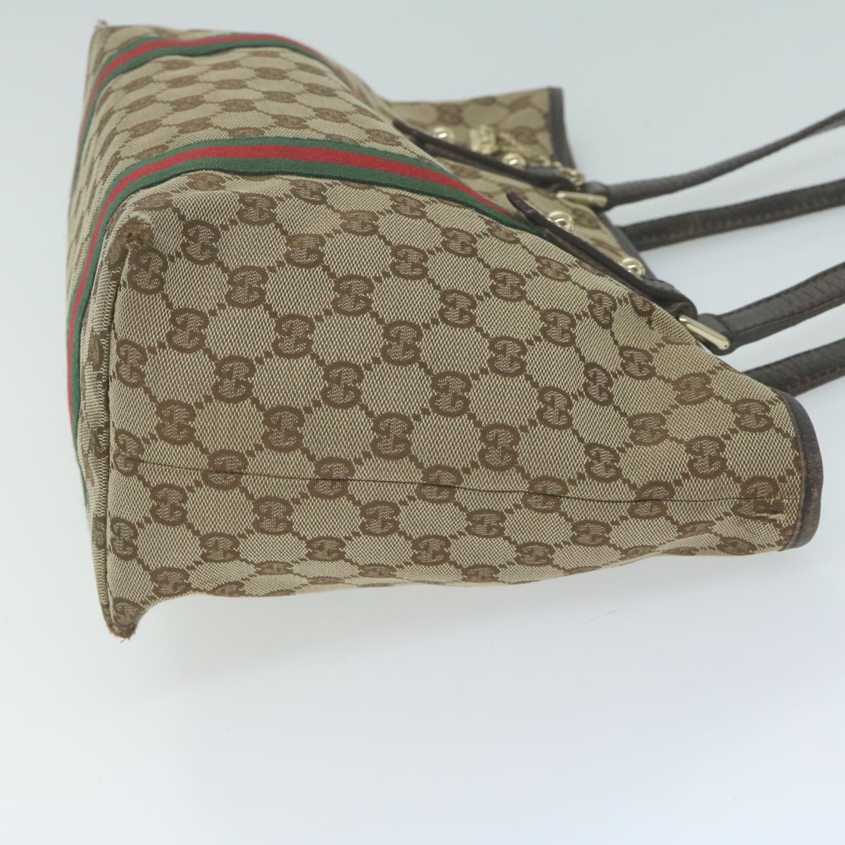 GUCCI GG Canvas Web Sherry Line Tote Bag Beige Red Green 137396  65736