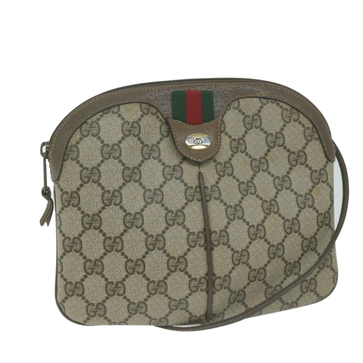 GUCCI GG Supreme Web Sherry Line Shoulder Bag PVC Beige 904 02 047  65741