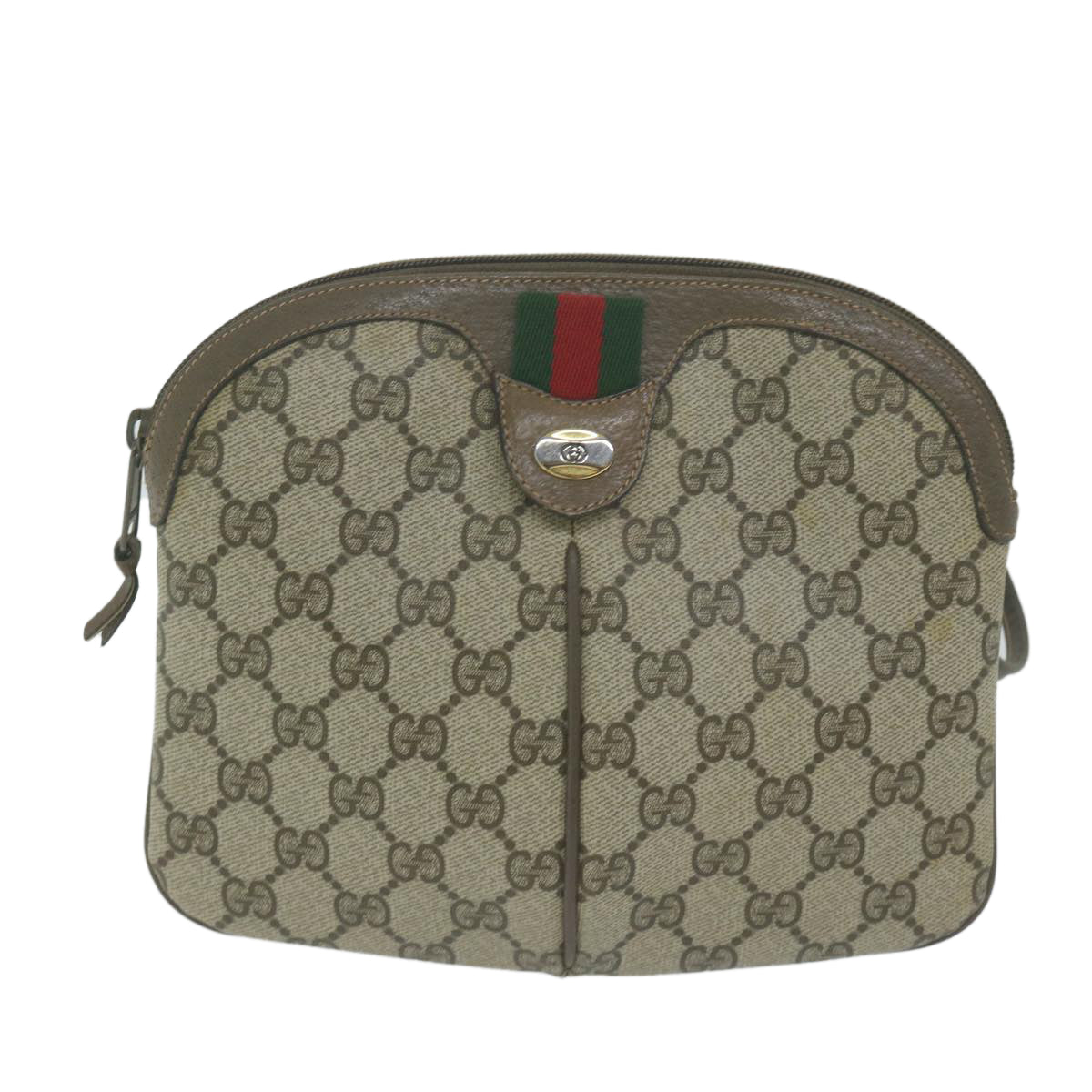GUCCI GG Supreme Web Sherry Line Shoulder Bag PVC Beige 904 02 047  65741