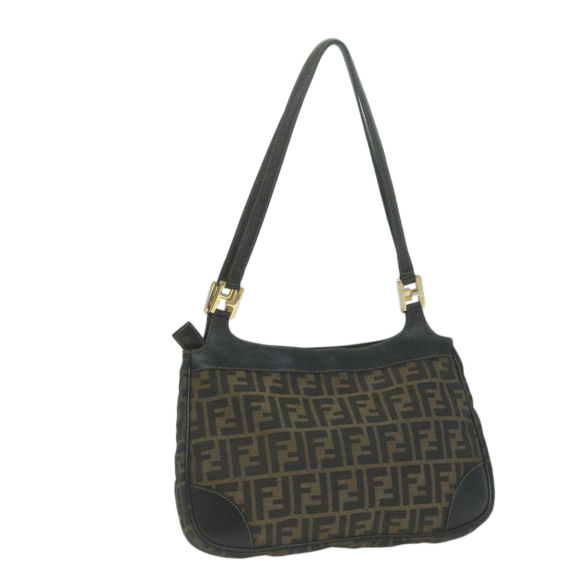 Luxury FendiZucca Canvas Shoulder Bag Brown Black65752