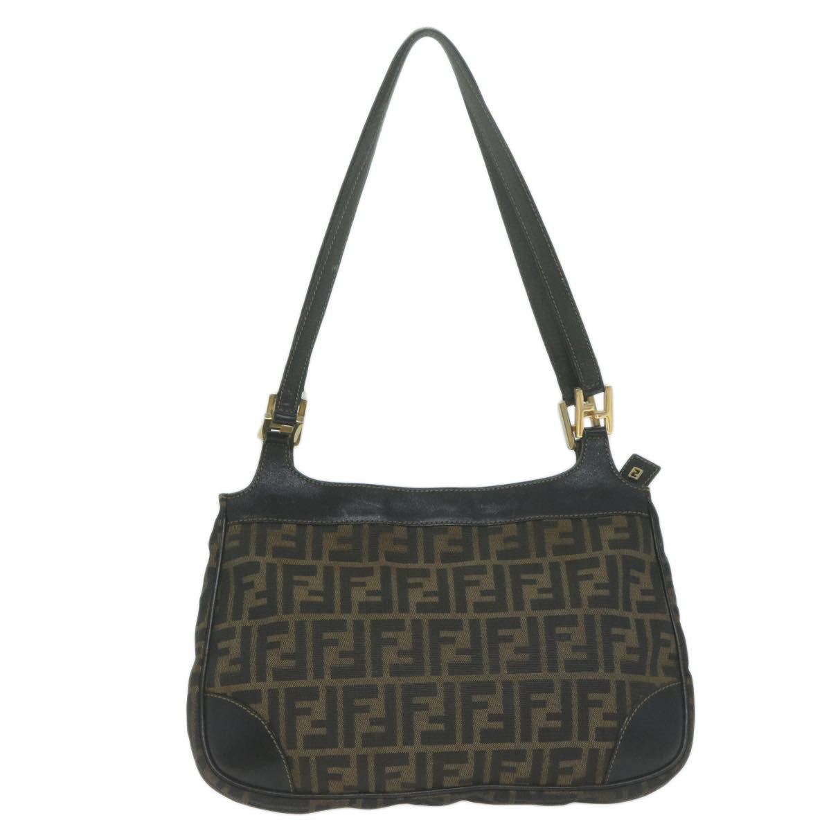 Luxury FendiZucca Canvas Shoulder Bag Brown Black65752