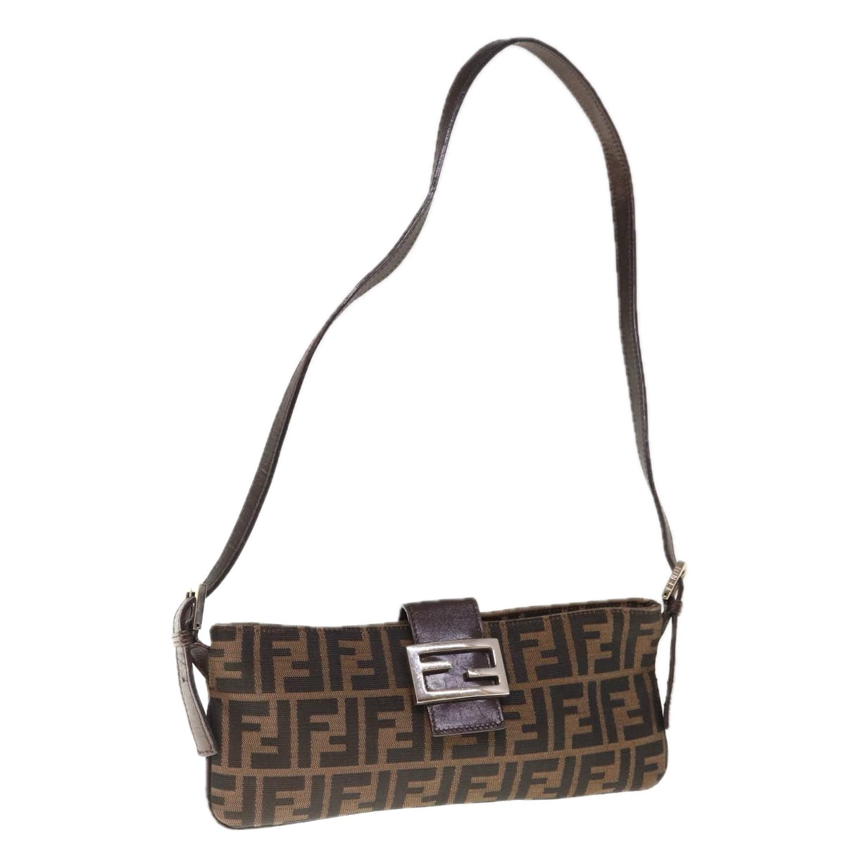 Luxury FendiZucca Canvas Mamma Baguette Shoulder Bag Brown65778