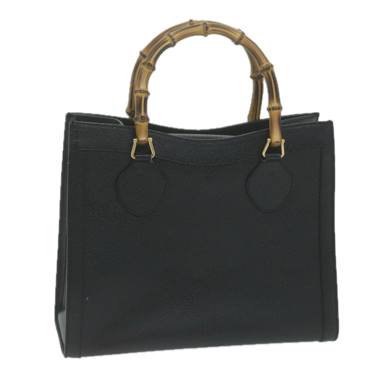 GUCCI Bamboo Hand Bag Leather Black 002 1186  65788