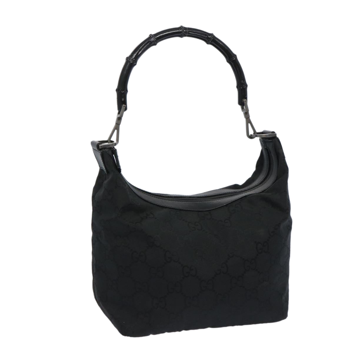 GUCCI Bamboo GG Canvas Shoulder Bag Nylon Black 000 0531  65797
