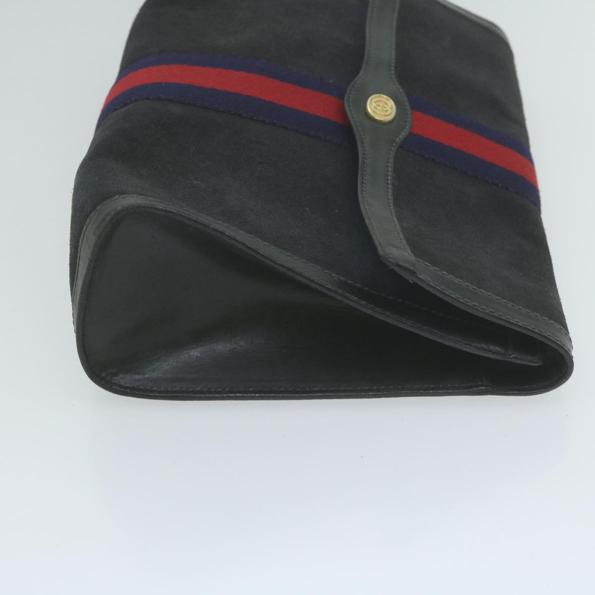 GUCCI Sherry Line Clutch Bag Suede Black Red Navy 37 014 3088  65806