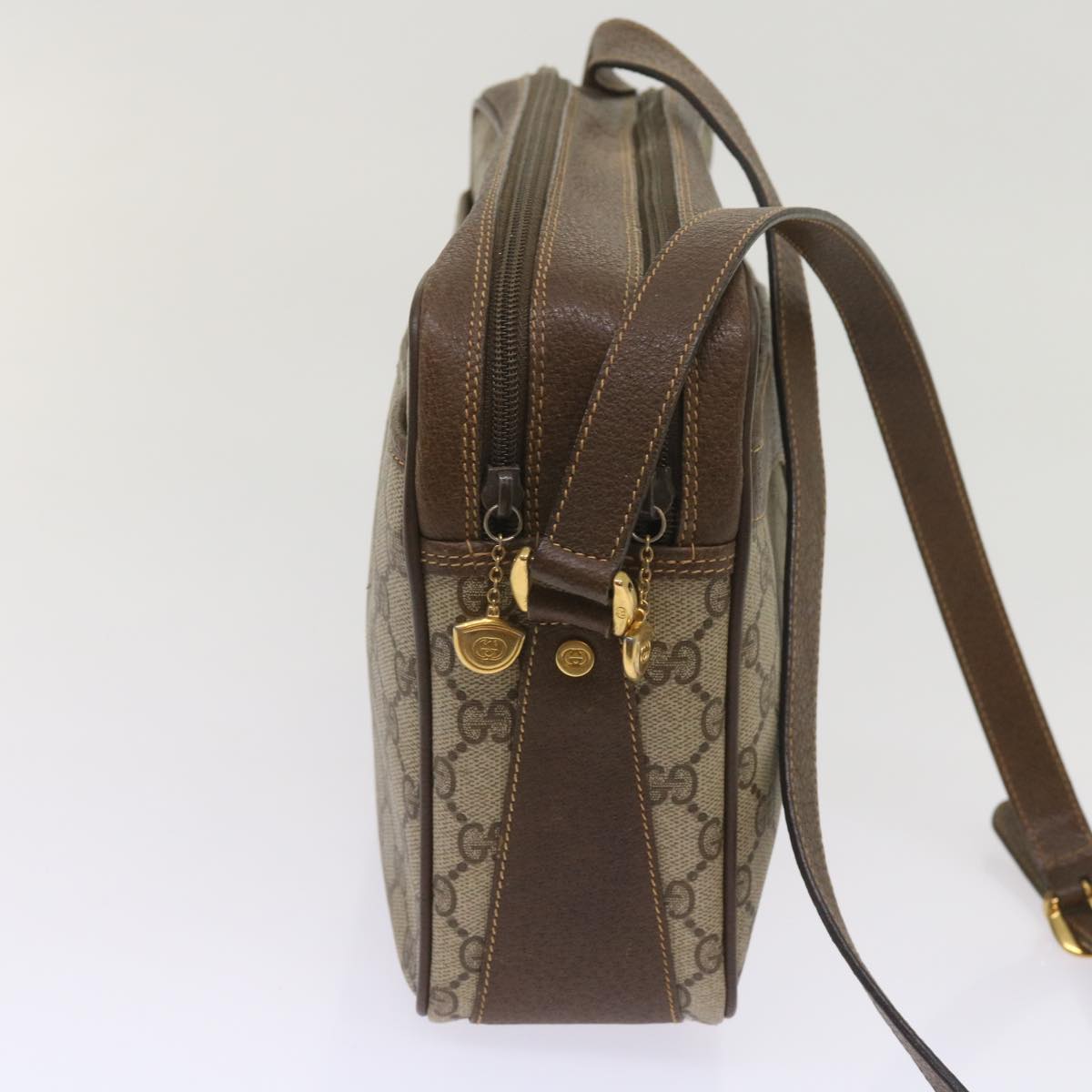 GUCCI GG Supreme Web Sherry Line Shoulder Bag PVC Beige 001 904 0848  65809