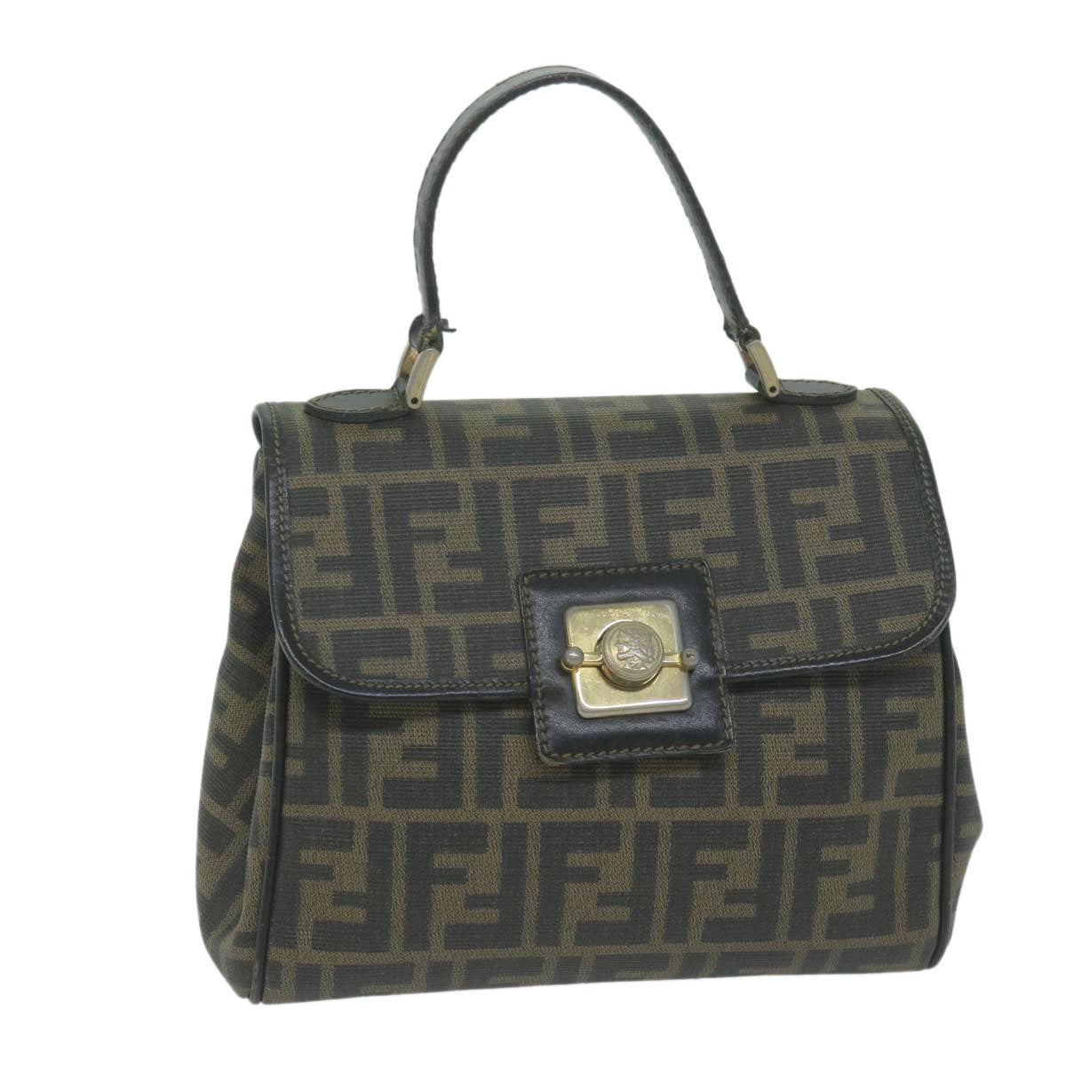 Luxury FendiZucca Canvas Hand Bag Black Brown65831