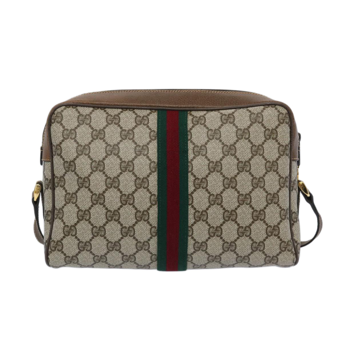 GUCCI GG Supreme Web Sherry Line Shoulder Bag PVC Beige Red Green  65893