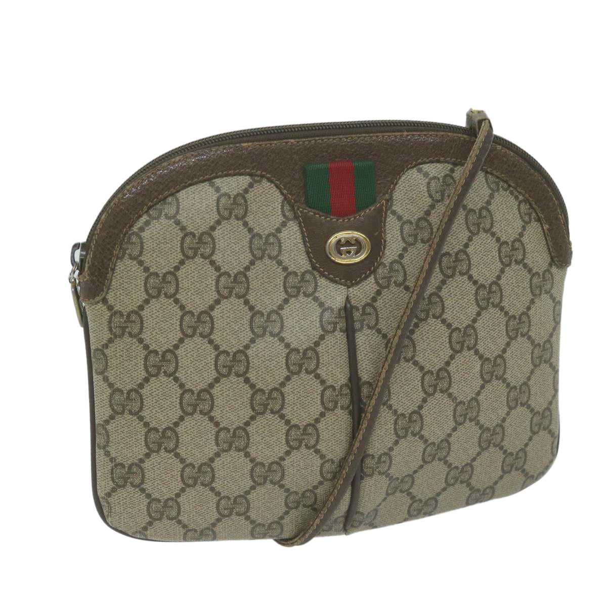 GUCCI GG Supreme Web Sherry Line Shoulder Bag PVC Beige 904 02 047  65903