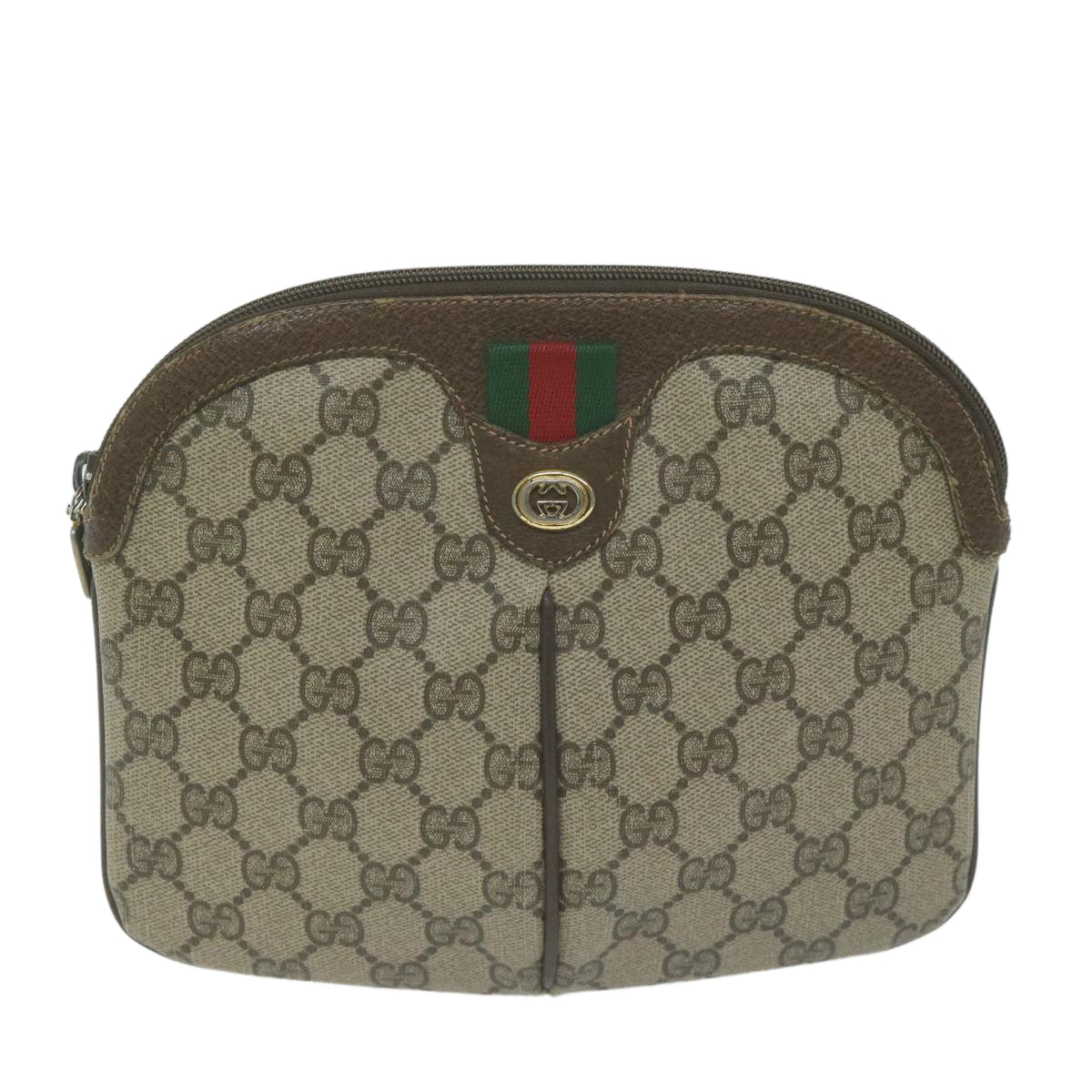 GUCCI GG Supreme Web Sherry Line Shoulder Bag PVC Beige 904 02 047  65903