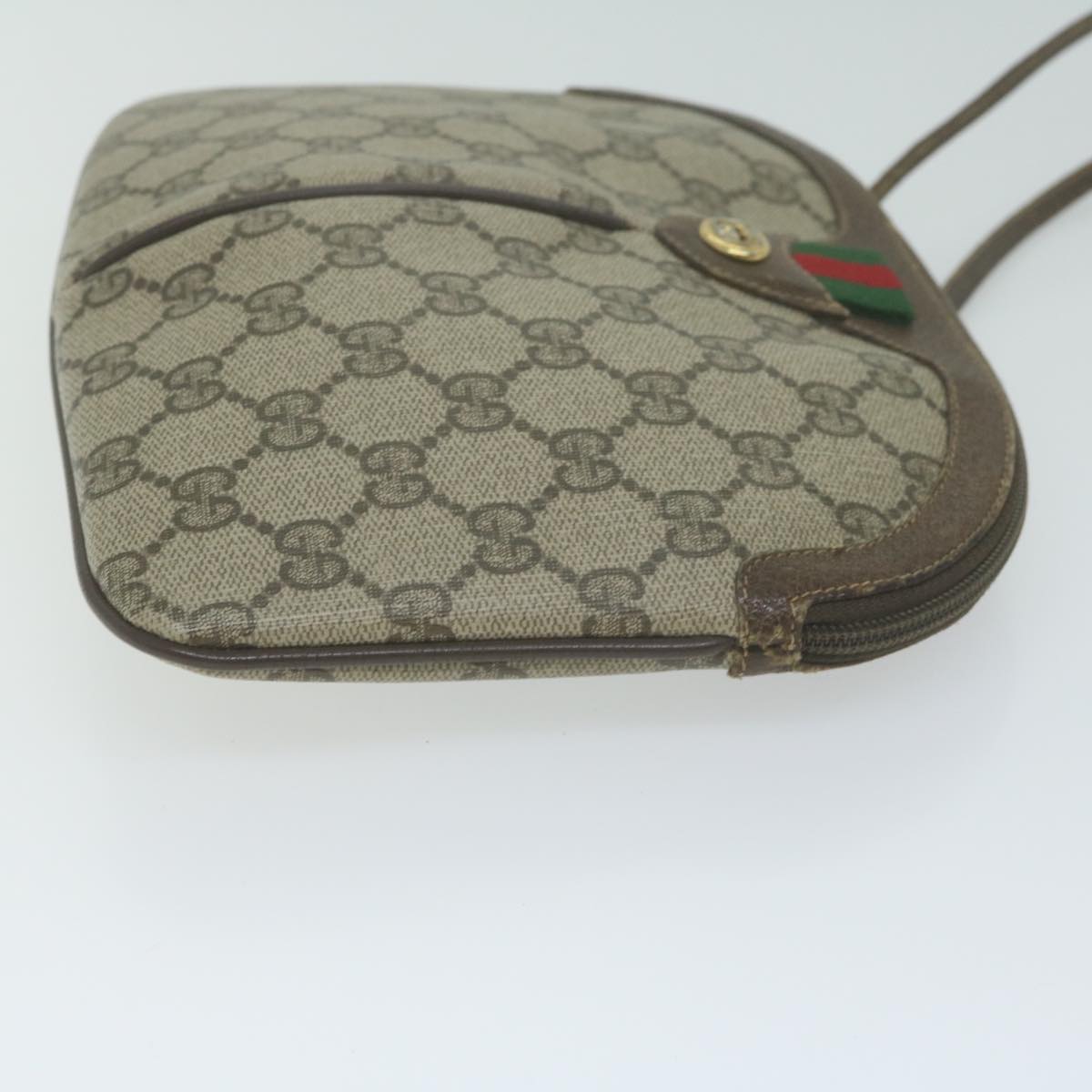 GUCCI GG Supreme Web Sherry Line Shoulder Bag PVC Beige 904 02 047  65903