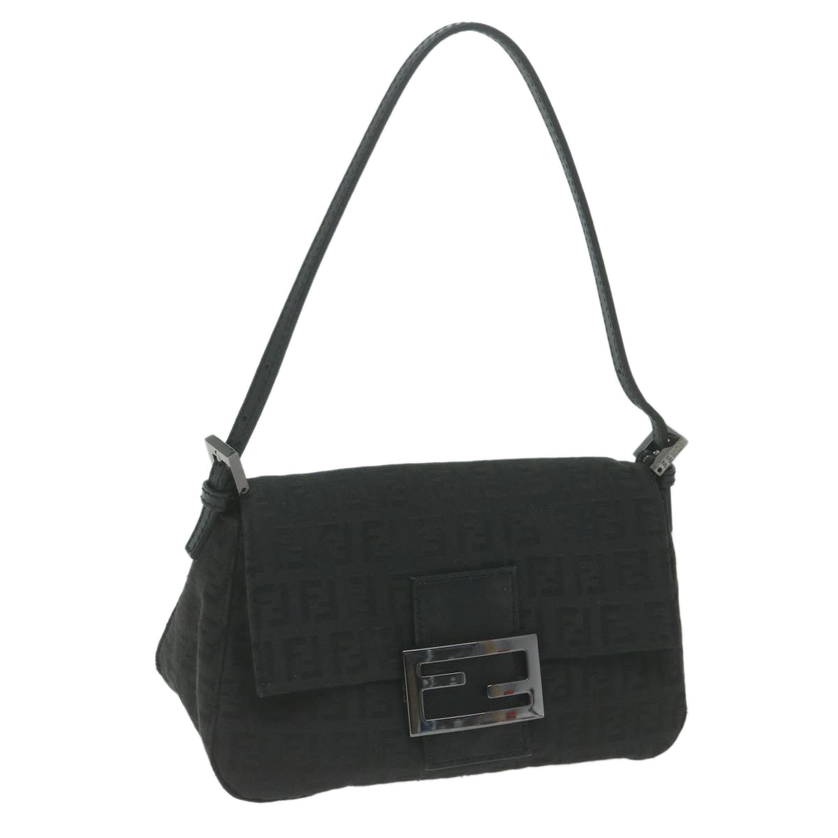 Luxury FendiZucchino Canvas Mamma Baguette Shoulder Bag Black65904