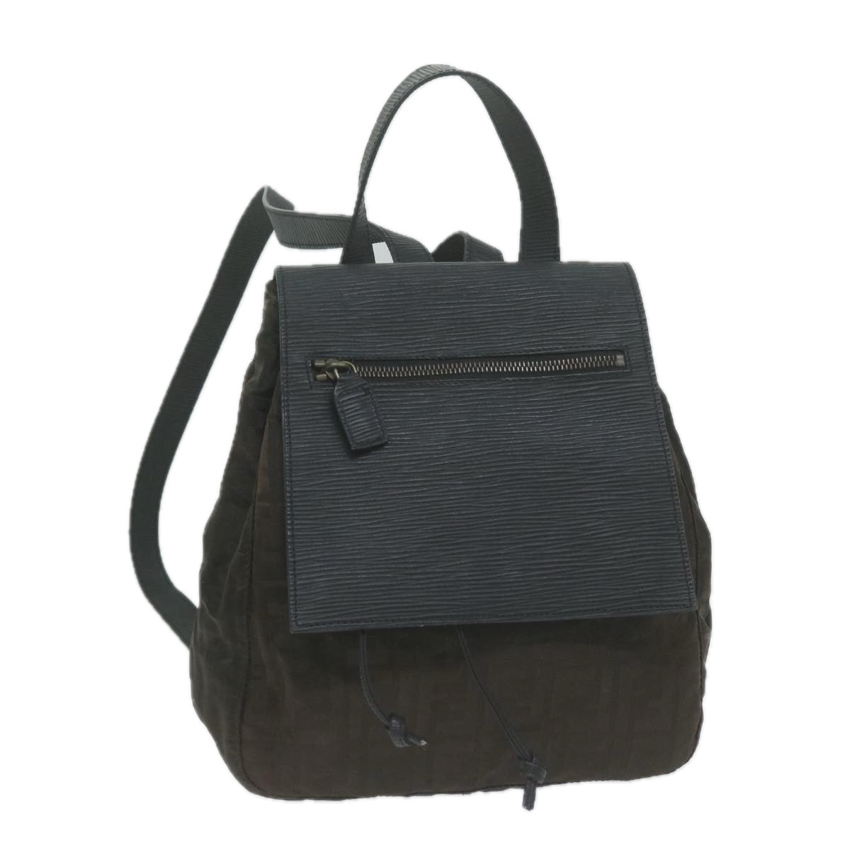 Luxury FendiZucca Canvas Backpack Brown Black65921